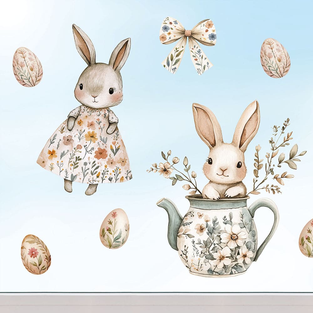Osterhase und Kleid Fensterbild 104