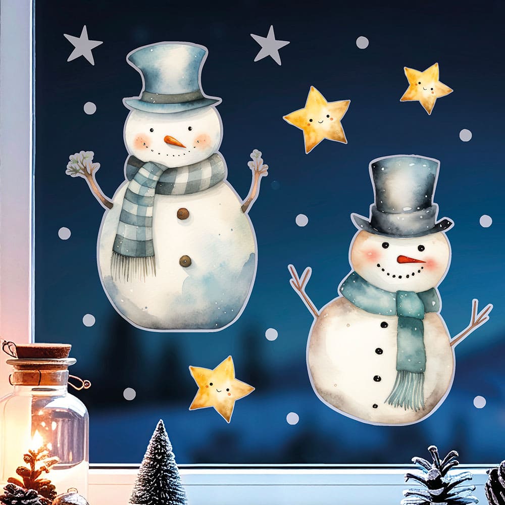 Schneemänner Fensterbild 112