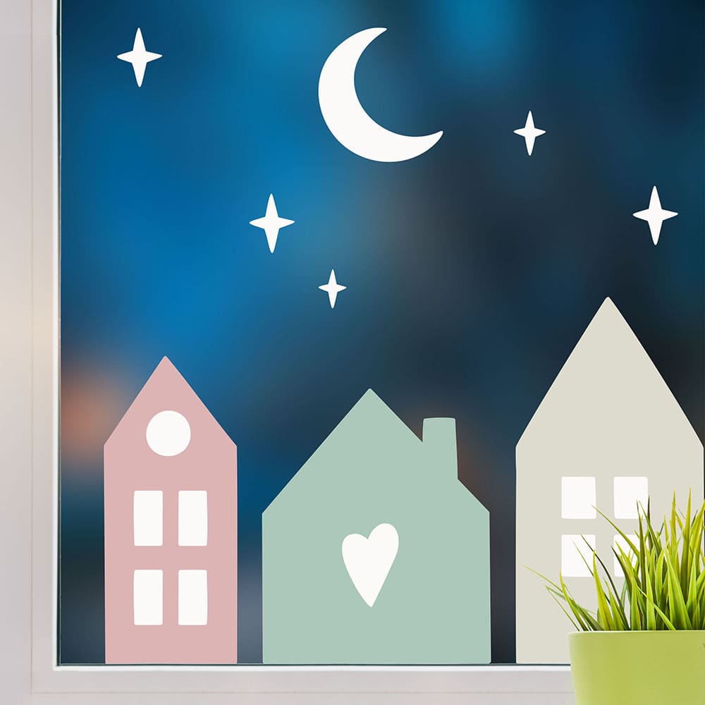Fensterbild Weihnachtshäuser