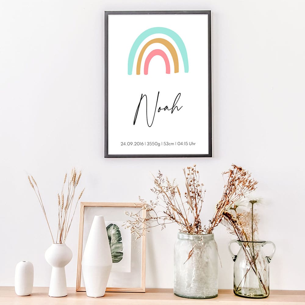 Plakat Regenbogen mit Namen