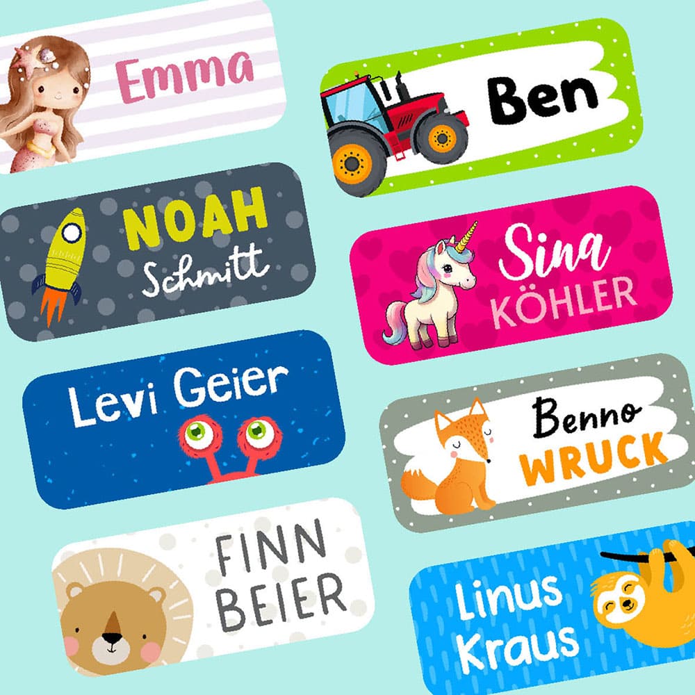 Kleine Namensaufkleber
