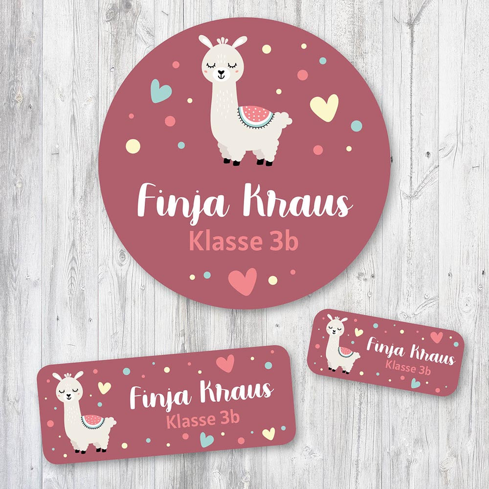 Aufkleberset Llama Schule kinder