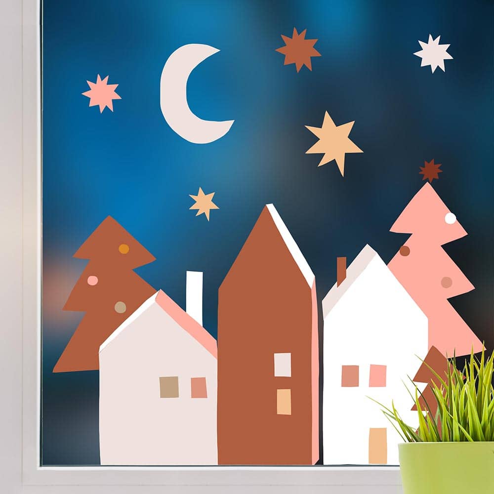 Fensterbild Weihnachtsdorf