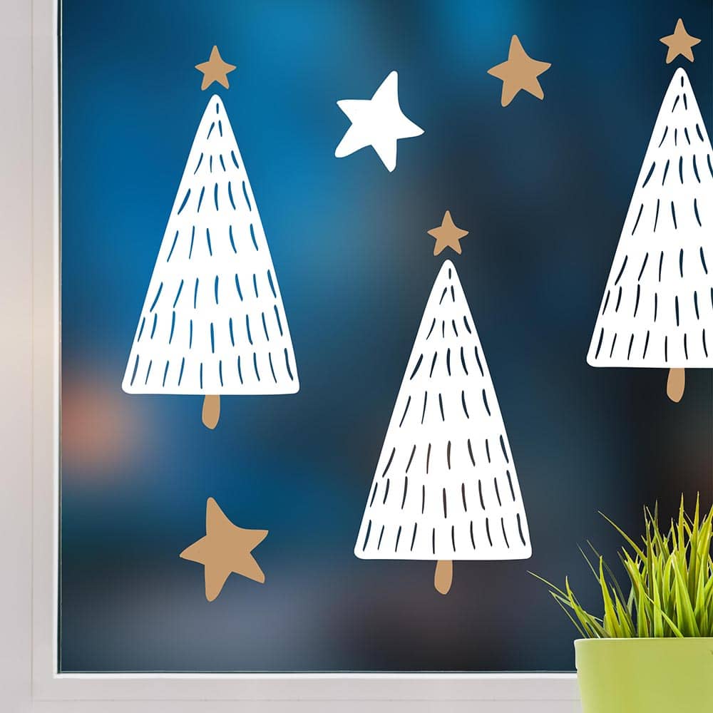 Fensterbild Weihnachtsbäume