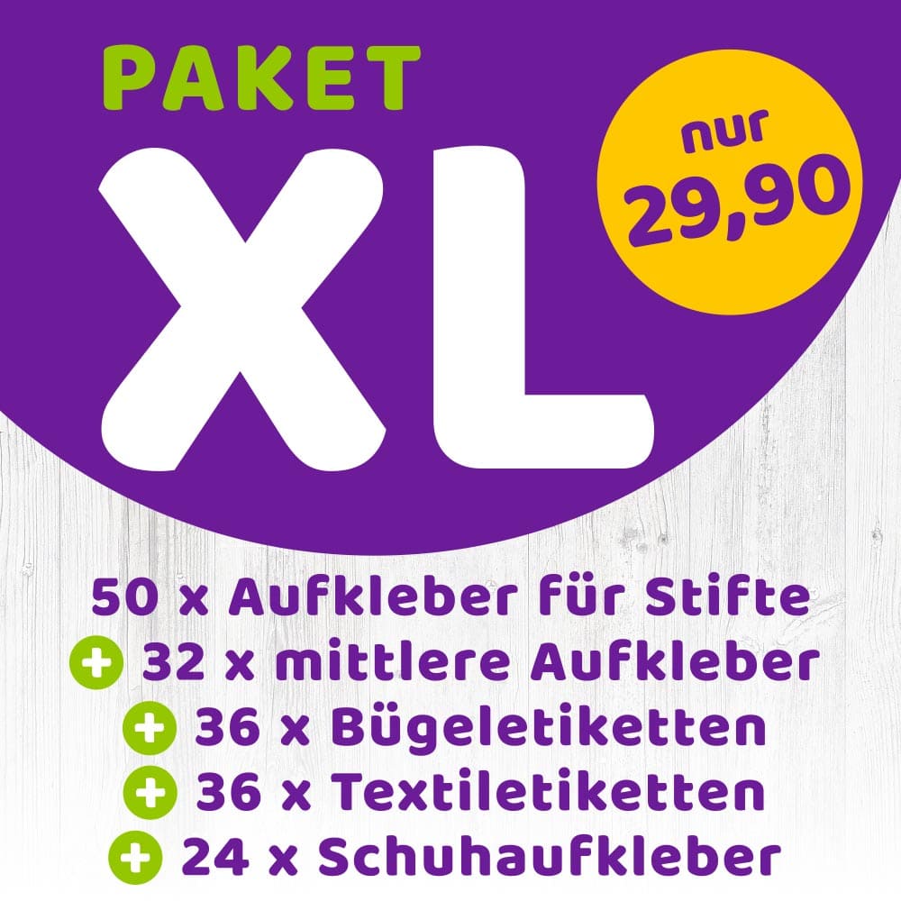 Schulpaket XL 178 Namensaufkleber im Set