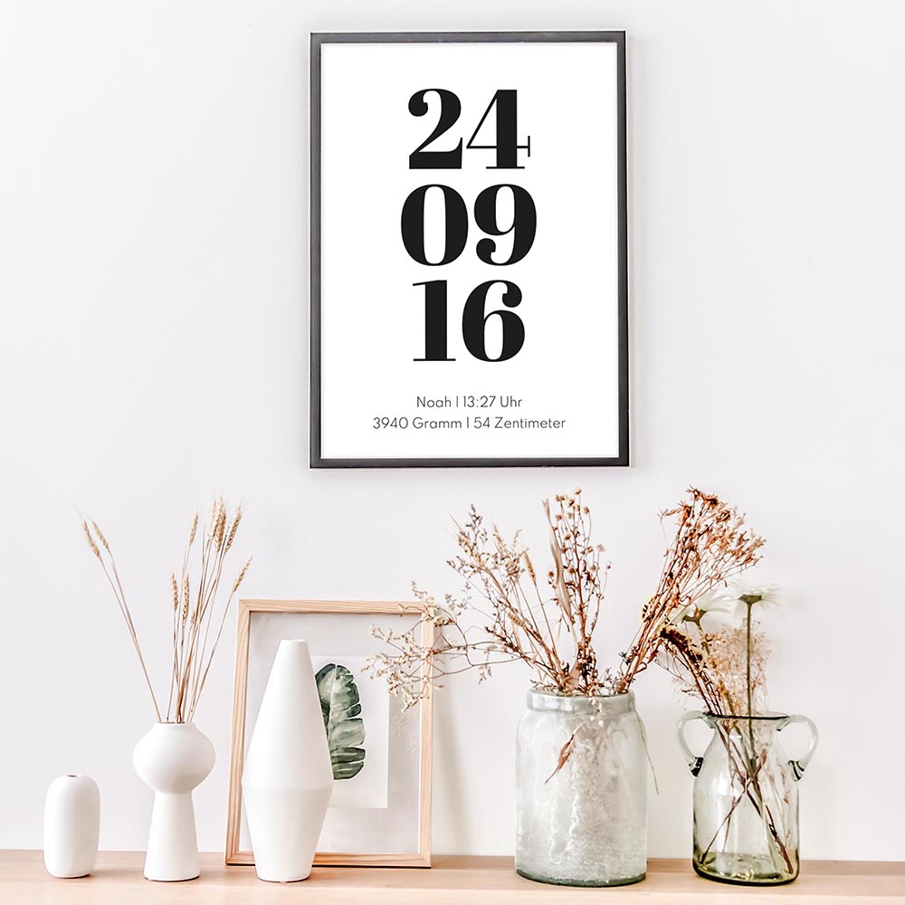Plakat Datum zur Geburt