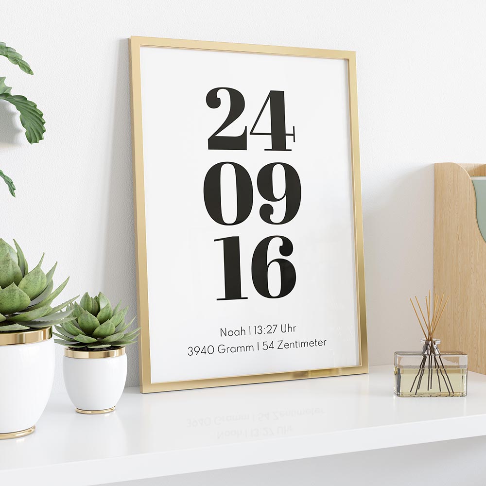Plakat Datum zur Geburt