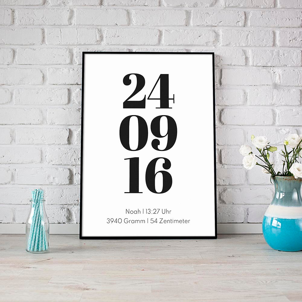 Plakat Datum zur Geburt