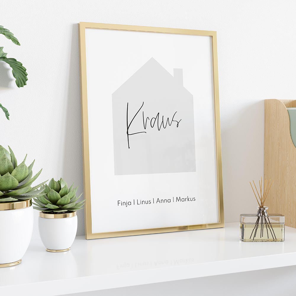 Plakat Haus mit Namen