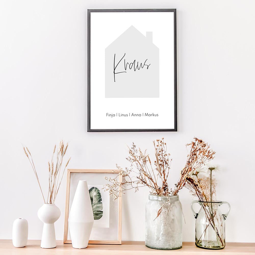 Plakat Haus mit Namen