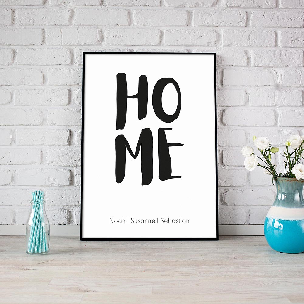 Plakat Home mit Namen