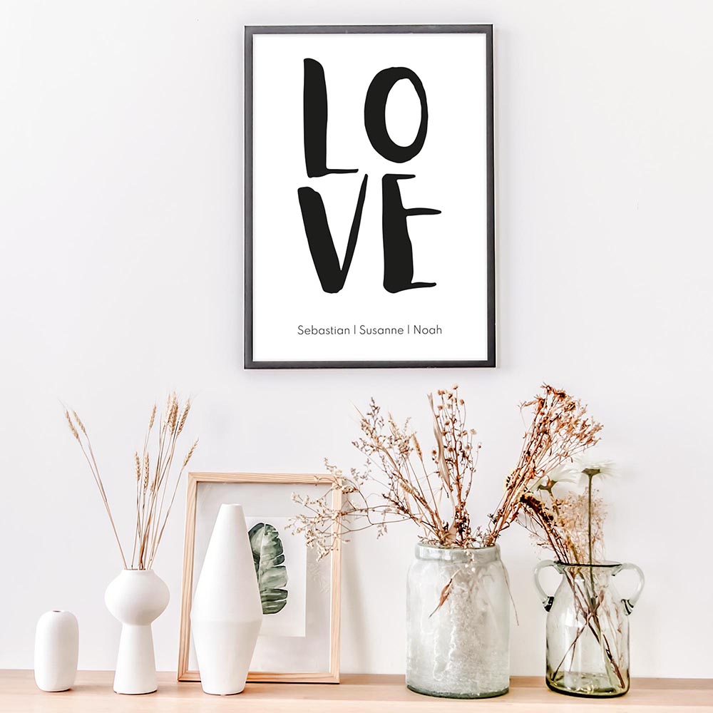 Plakat Love mit Namen