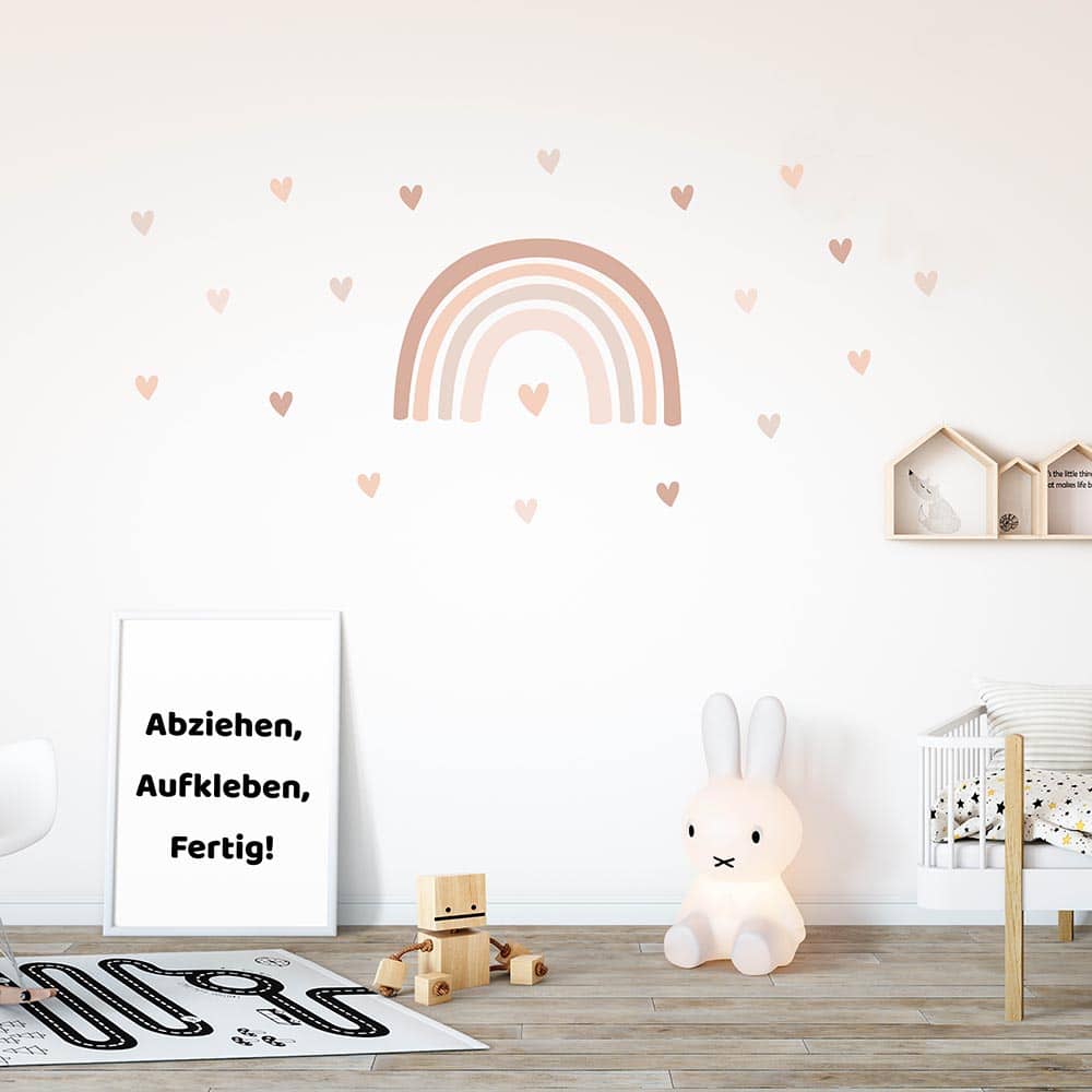 Wandtattoo Regenbogen Pastell rosa 90