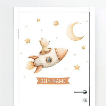 Türaufkleber Bär mit Rakete #92