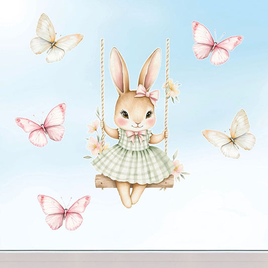 Osterhase auf Schaukel Fensterbild 122 Bild