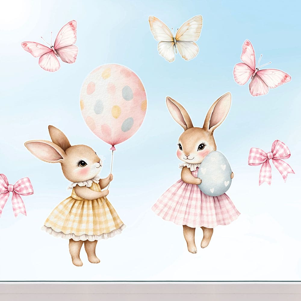 Osterhasen mit Luftballon Fensterbild 124