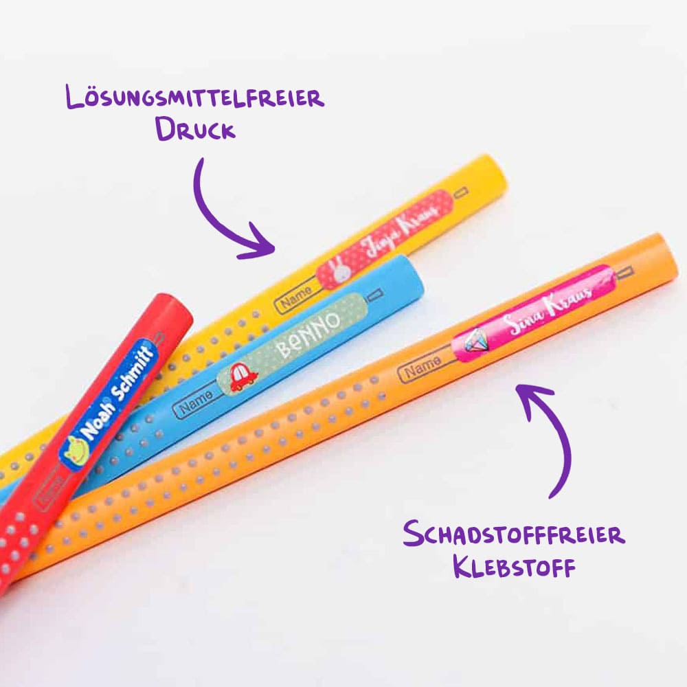 Namensaufkleber für Stifte