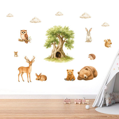 Waldtiere mit Kind Wandtattoo #109