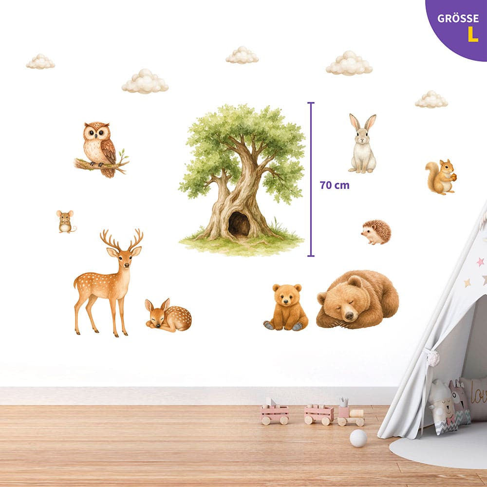 Waldtiere mit Kind Wandtattoo #109