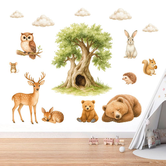 Waldtiere mit Kind Wandtattoo #109 Bild