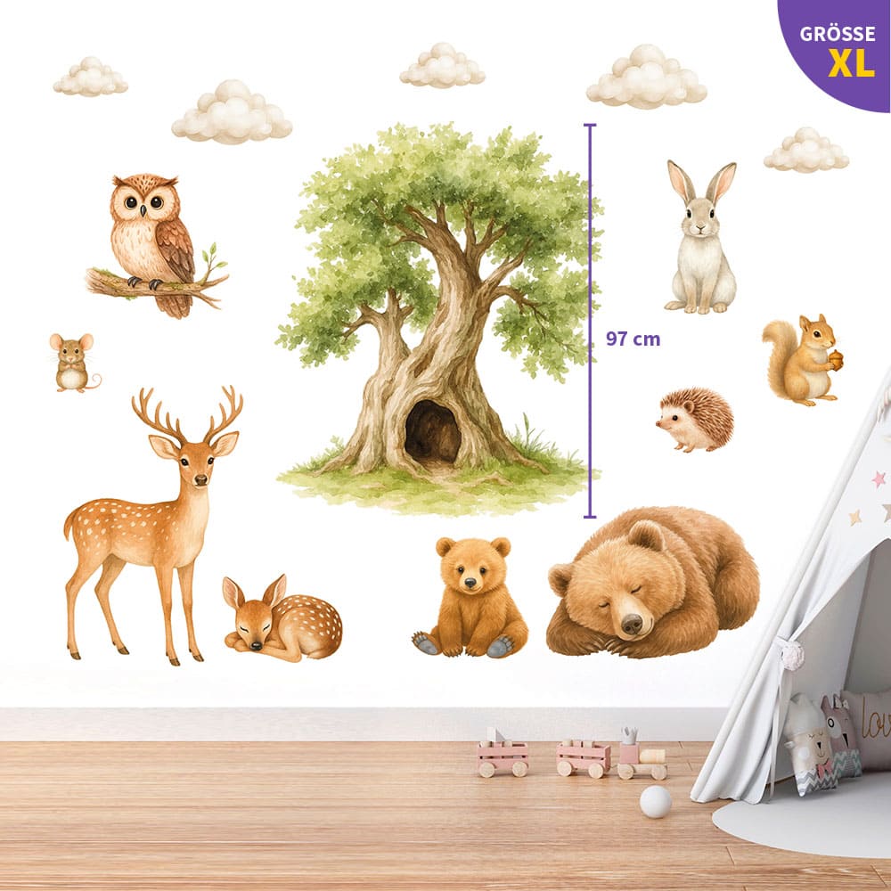 Waldtiere mit Kind Wandtattoo #109