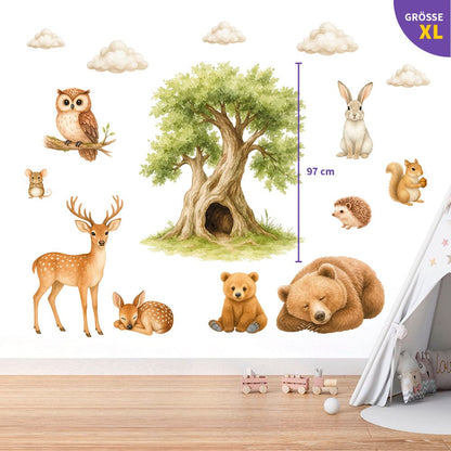 Waldtiere mit Kind Wandtattoo #109