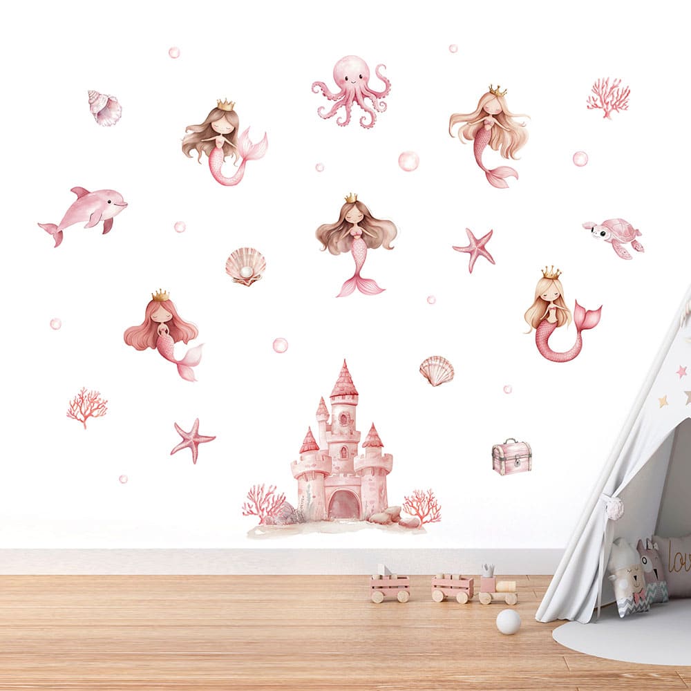 Schloß und Meerjungfrauen Wandtattoo #149