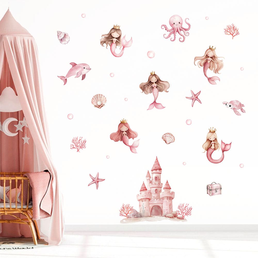 Schloß und Meerjungfrauen Wandtattoo #149