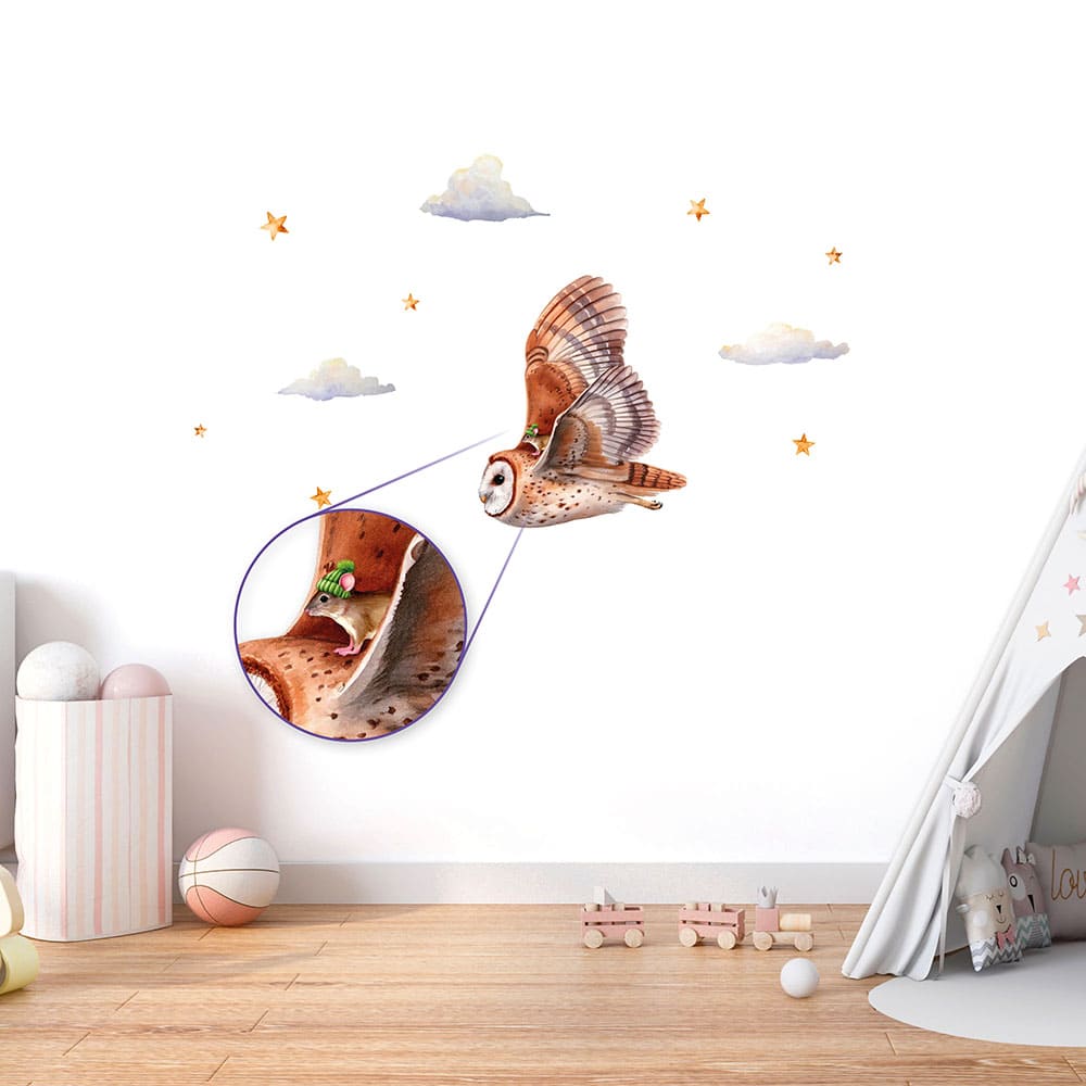 Eule und Maus Wandtattoo #3