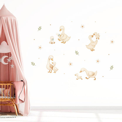 Gänse und Blumen Wandtattoo #51