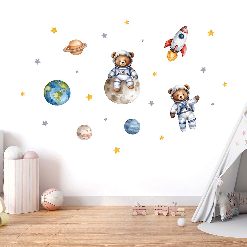 Astronaut Bär und Mond Wandtattoo #84