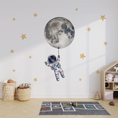 Astronaut mit Mond Wandtattoo #57