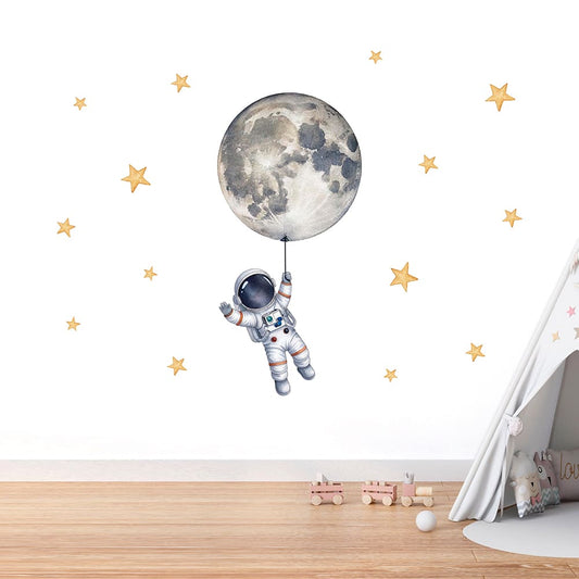 Astronaut mit Mond Wandtattoo #57 Bild