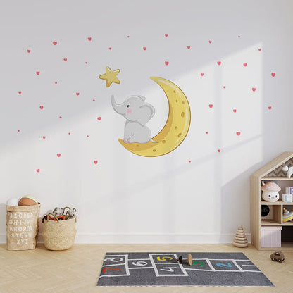 Mond & Elefant Wandtattoo #103