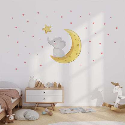 Mond & Elefant Wandtattoo #103