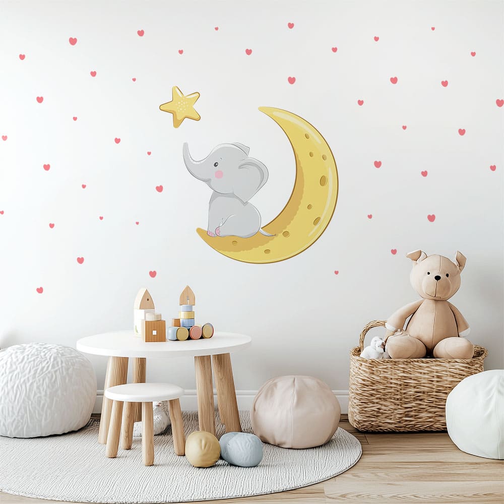 Mond & Elefant Wandtattoo #103