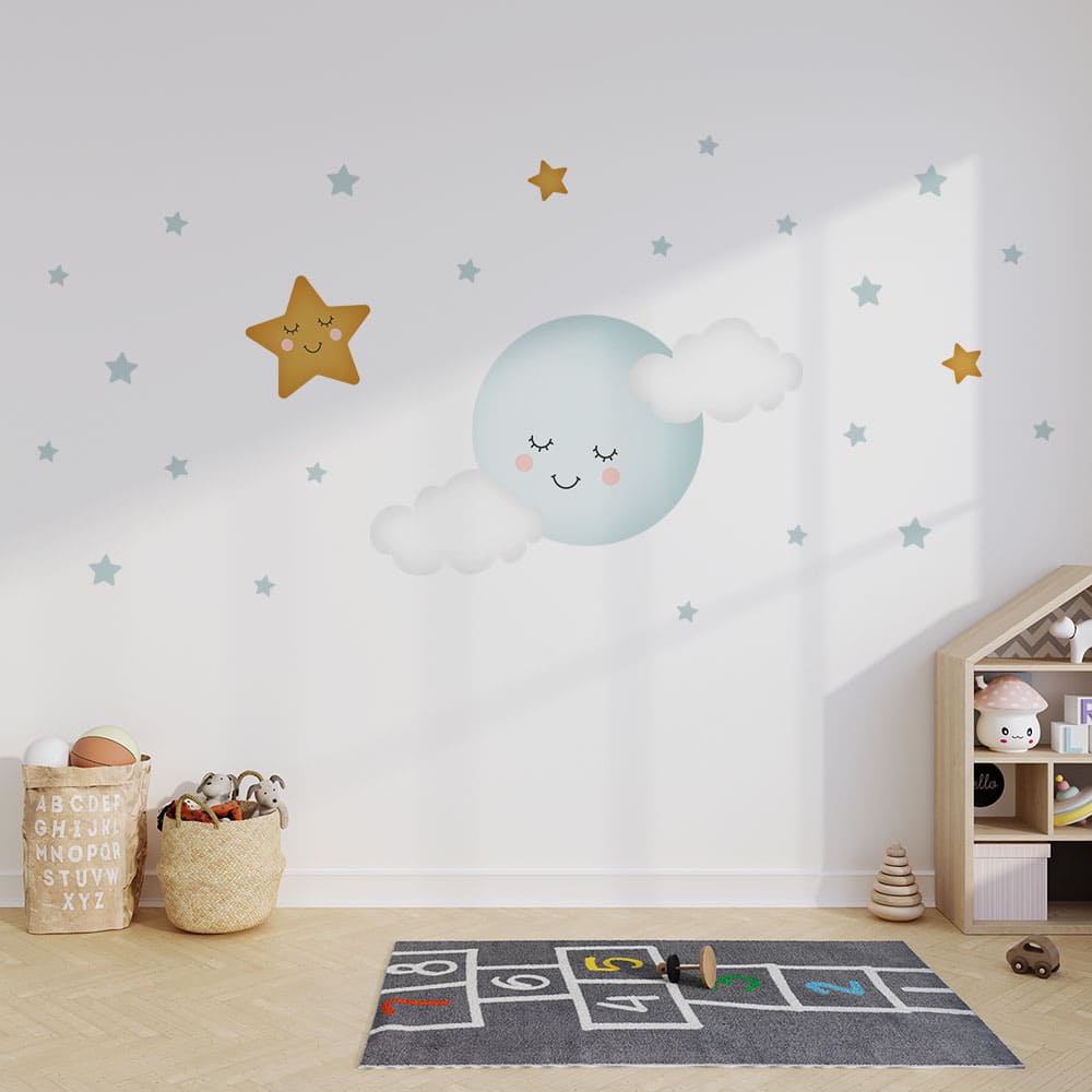 Mond & Wolken Wandtattoo #66