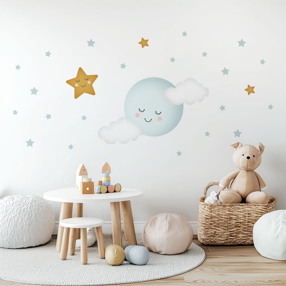 Mond & Wolken Wandtattoo #66