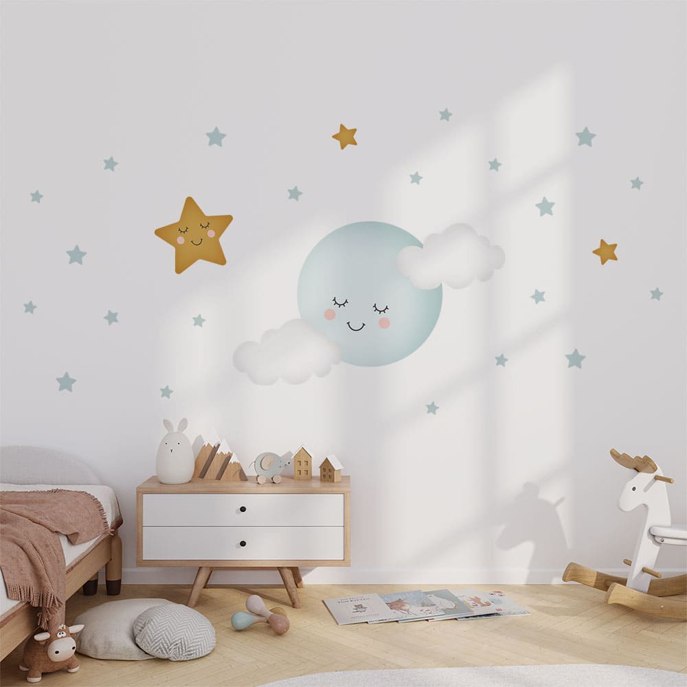 Mond & Wolken Wandtattoo #66