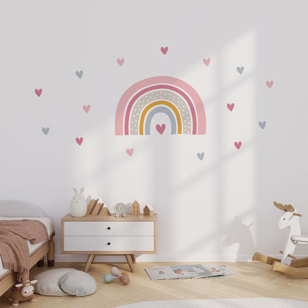 Regenbogen Herzchen Wandtattoo #48