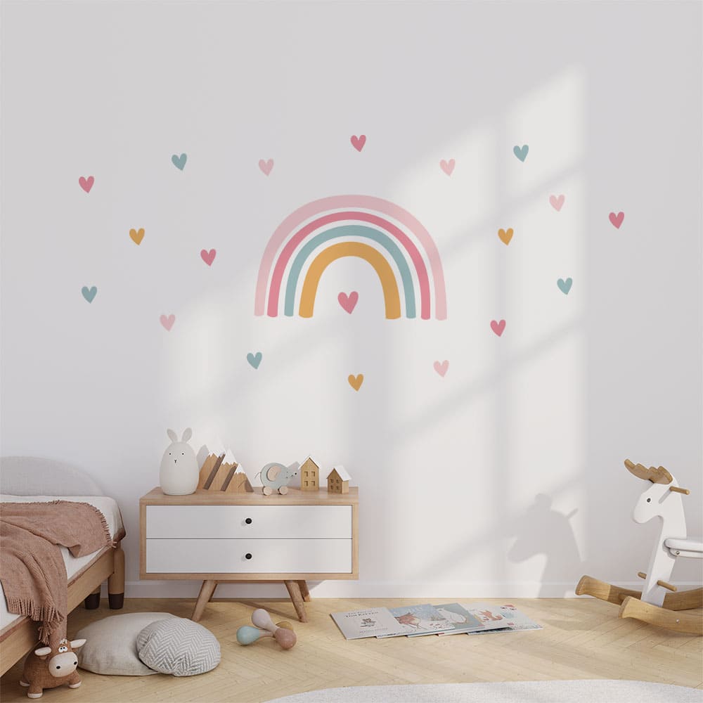 Regenbogen Herzchen Wandtattoo #73
