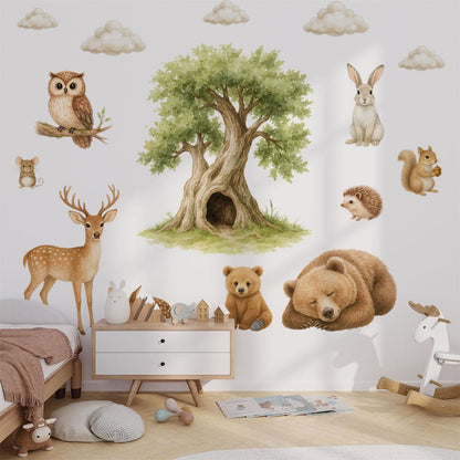 Waldtiere mit Kind Wandtattoo #109