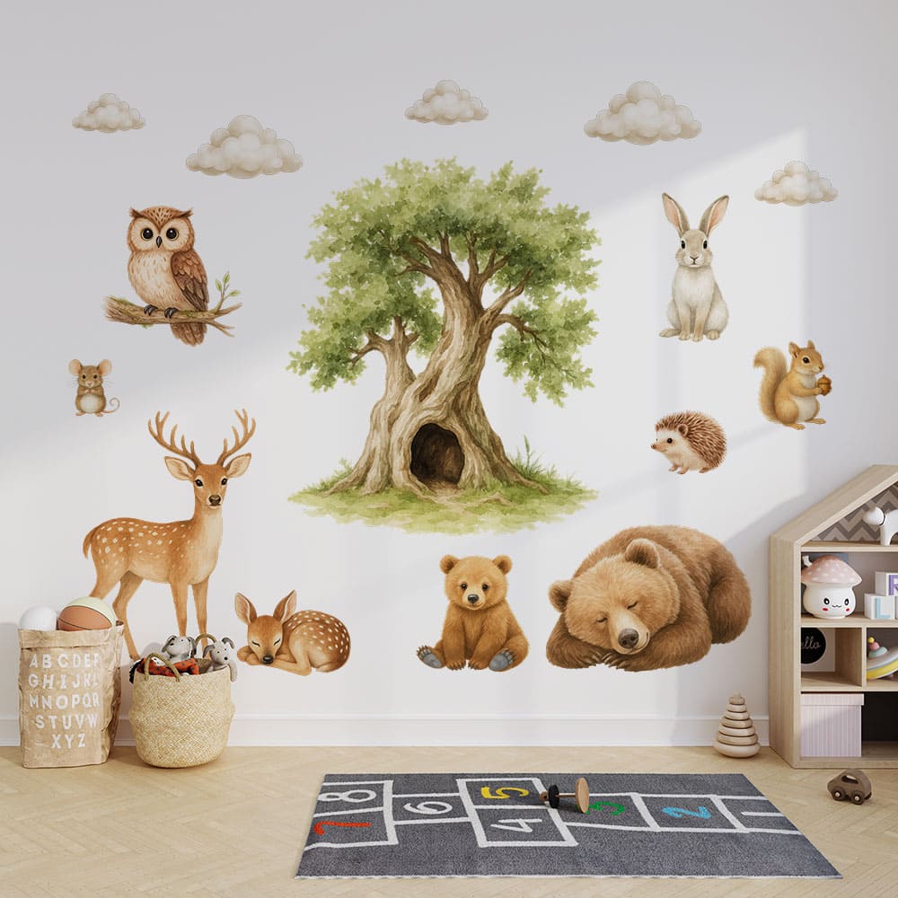 Waldtiere mit Kind Wandtattoo #109