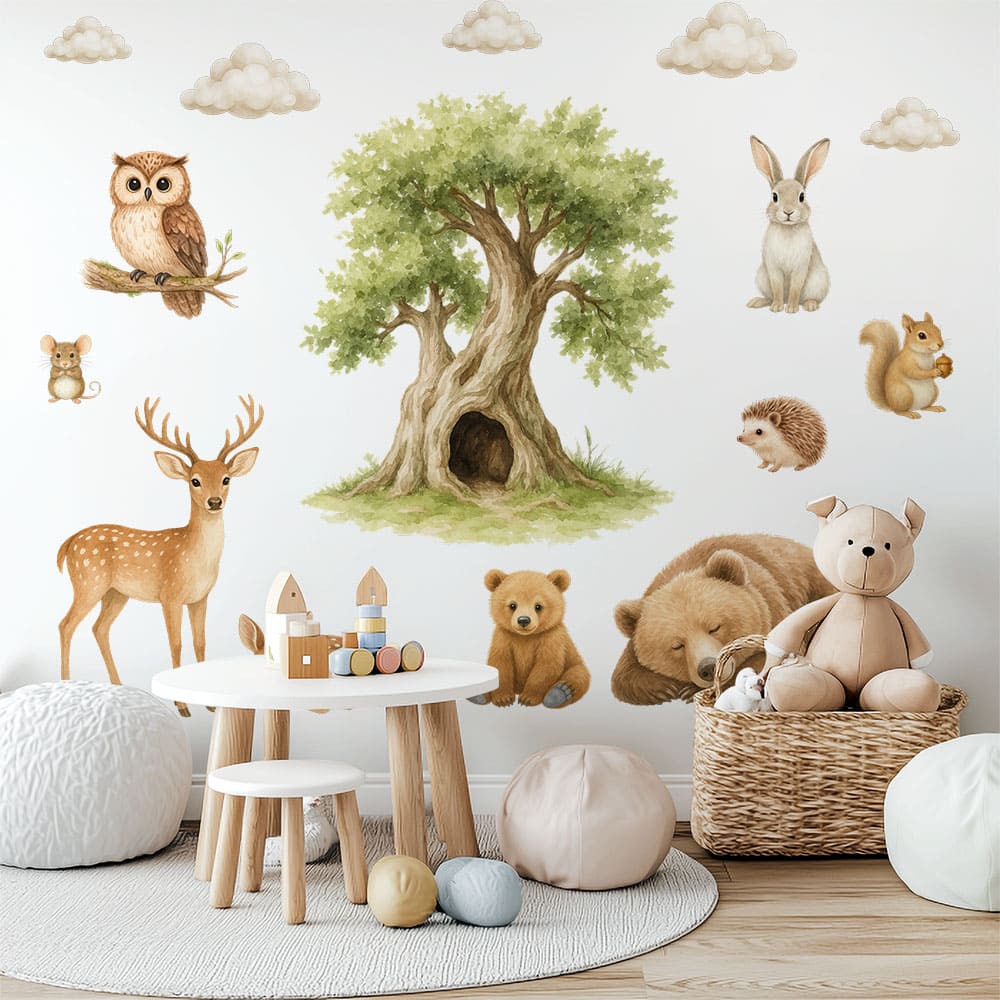 Waldtiere mit Kind Wandtattoo #109