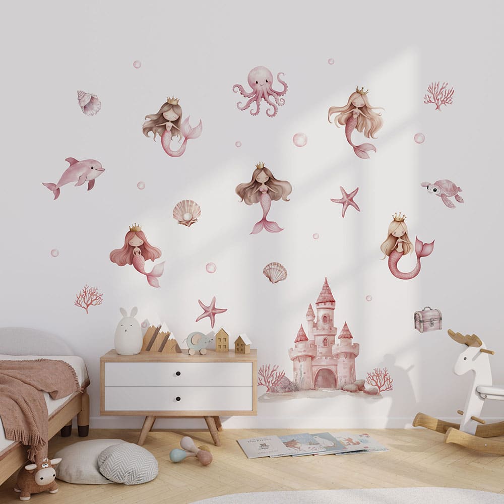 Schloß und Meerjungfrauen Wandtattoo #149